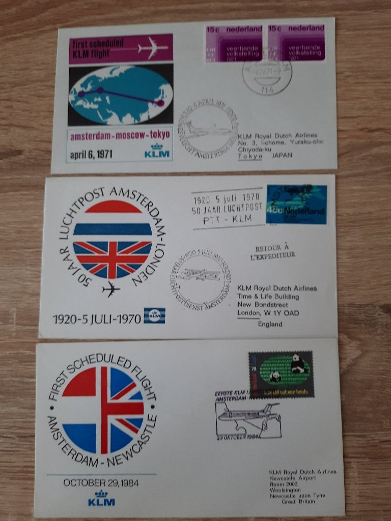 Nederland 5 brieven oa KLM, Ophalen of Verzenden, Na 1940, Gestempeld