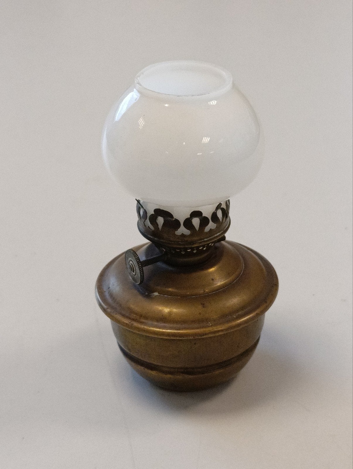 Antieke Koperen Olielamp (ca. 1900) - Glad en Compleet, Ophalen of Verzenden, Koper