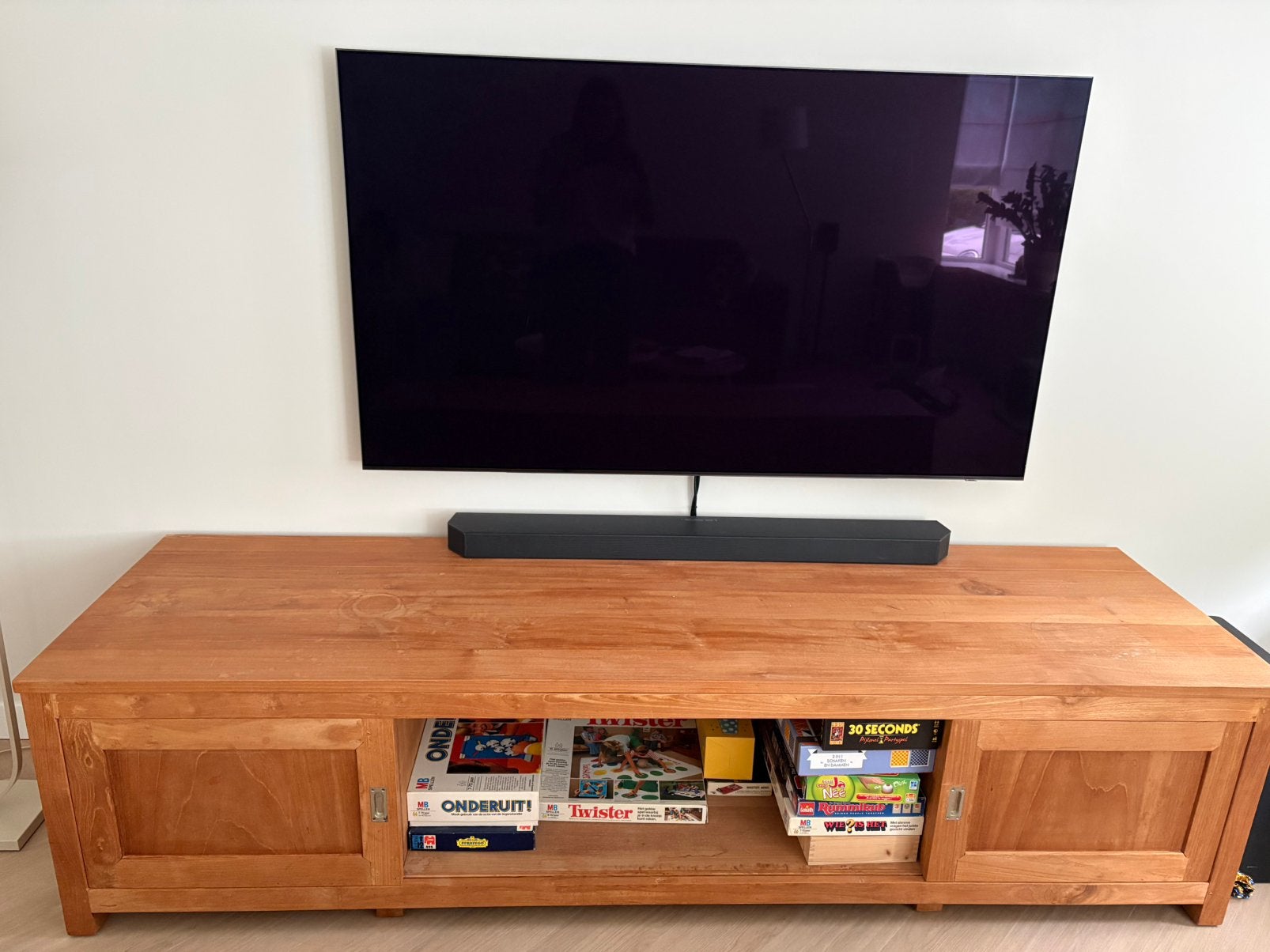 Tv kast teakhout, Ophalen, Gebruikt, Teakhout, 200 cm of meer