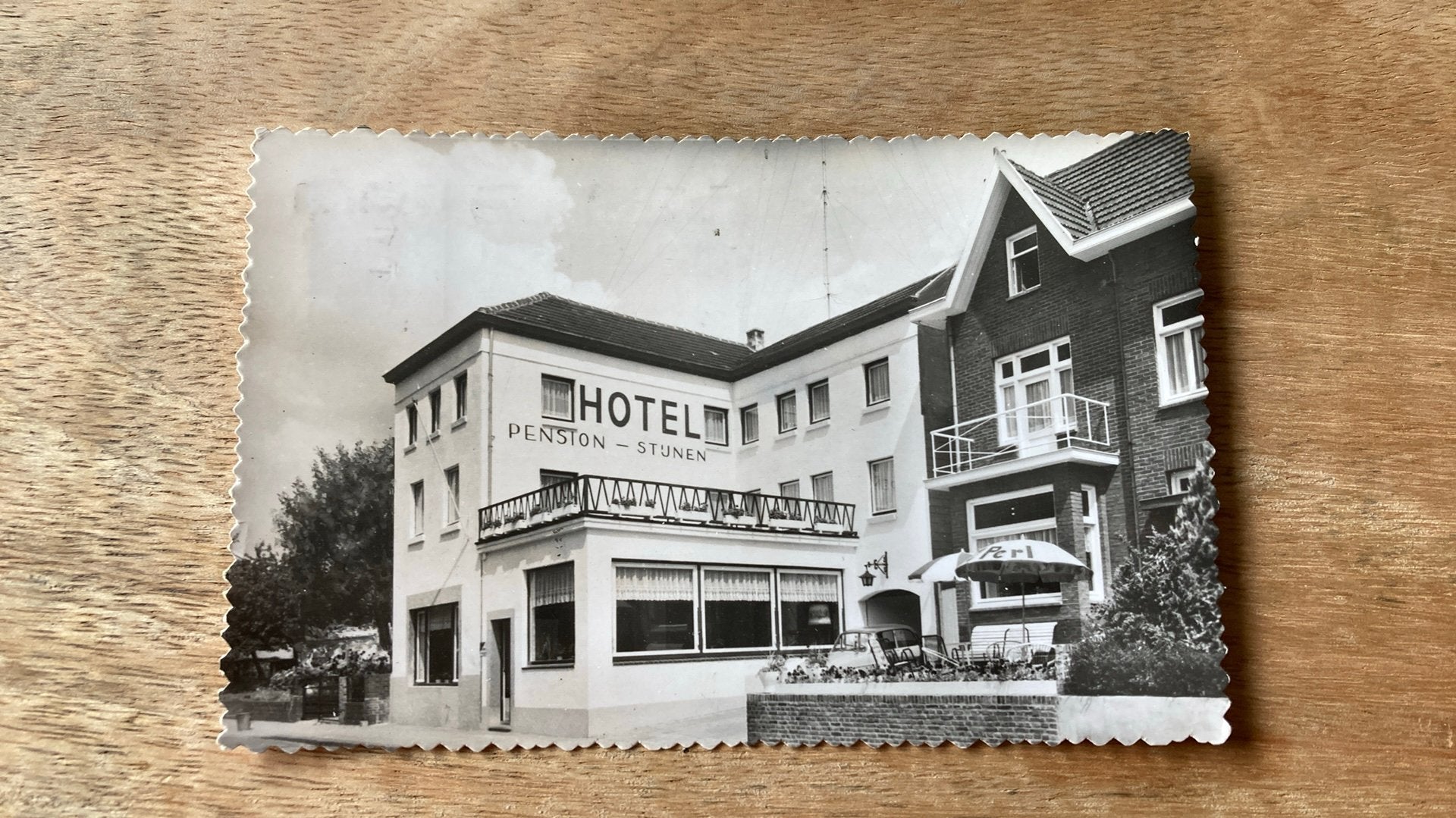 Oude ansichtkaart Pension Stijnen Houthem Valkenburg, Ophalen of Verzenden, 1940 tot 1960, Gelopen, Limburg
