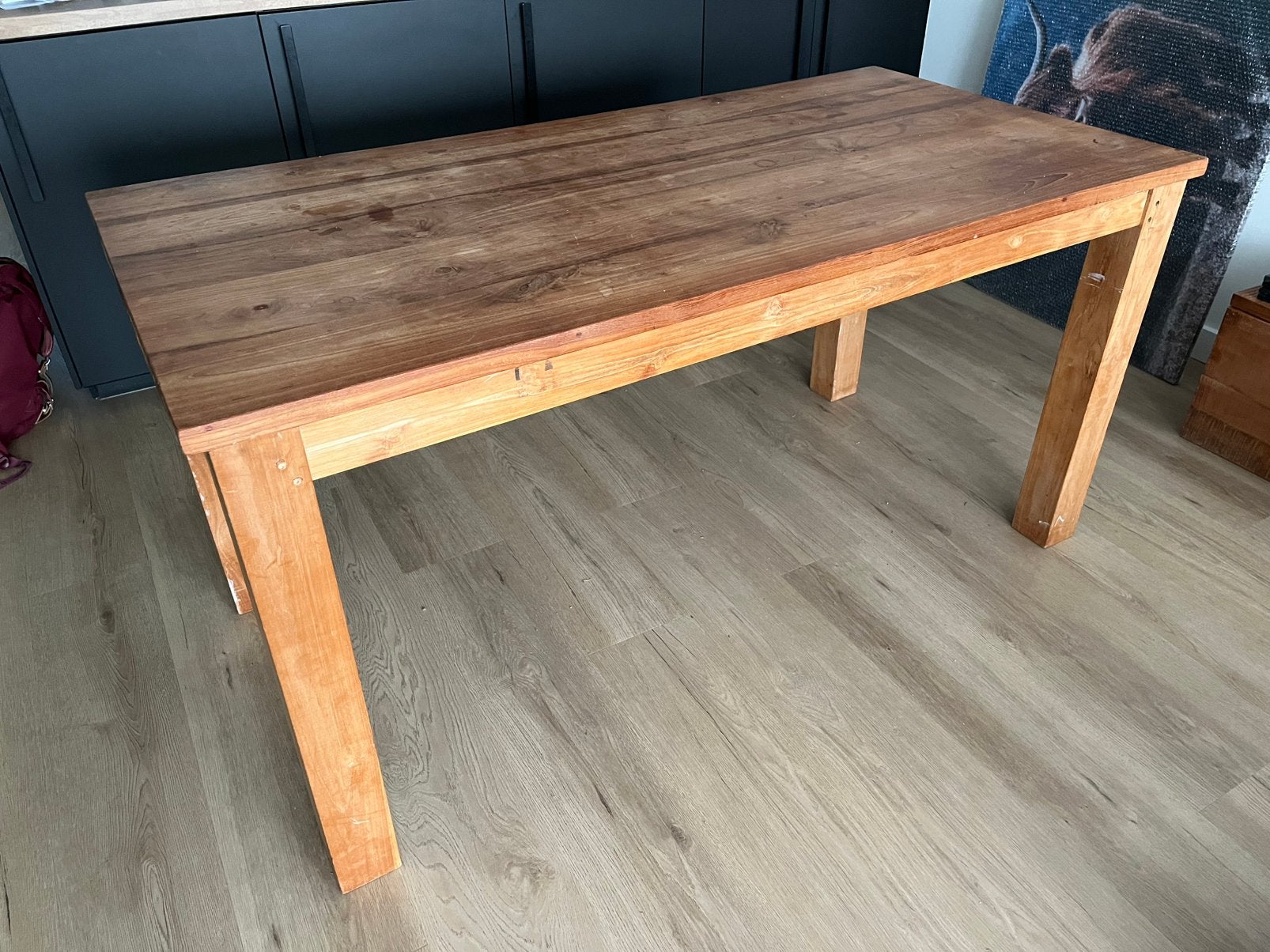 Teak houten tafel, Ophalen, Gebruikt, 50 tot 100 cm, 150 tot 200 cm