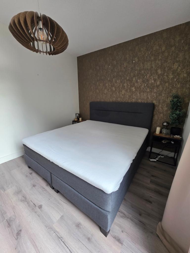 Ikea Boxspring 2-persoons bed - Blauw/Grijs, Huis en Inrichting, Slaapkamer | Boxsprings, Ophalen, Gebruikt, Tweepersoons, 200 cm