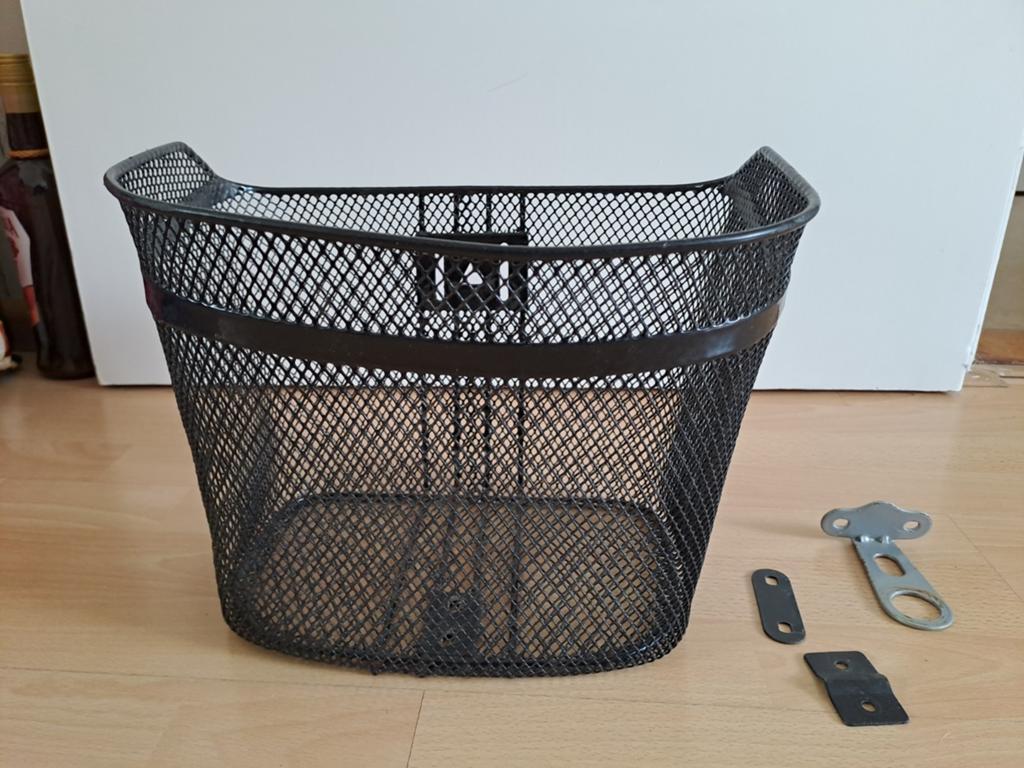 Zwarte fietsmand met stuurbevestiging, Gebruikt, Onbekend, Stuurbevestiging, Ophalen of Verzenden