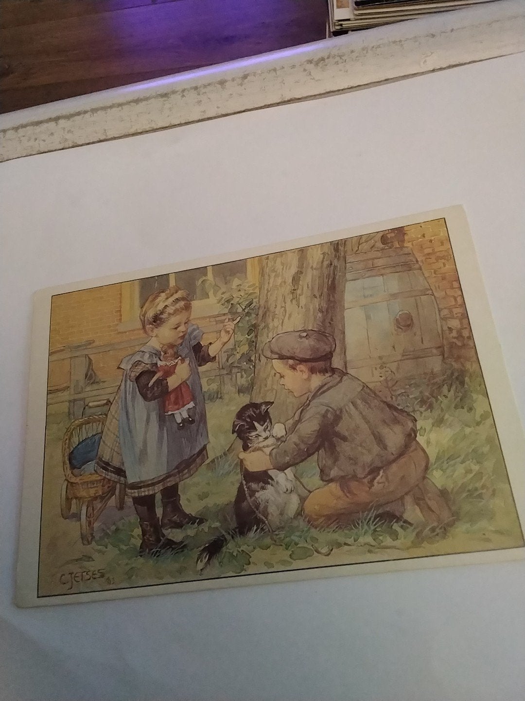 Oude Ansichtkaart C. Jetses - Wat Denkt Poes?, Ophalen of Verzenden, Voor 1920, Gelopen, Kinderen
