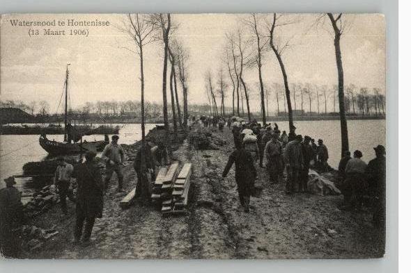 Watersnood te Hontenisse Maart 1906 Prachtkaart, Verzenden, Voor 1920, Zeeland