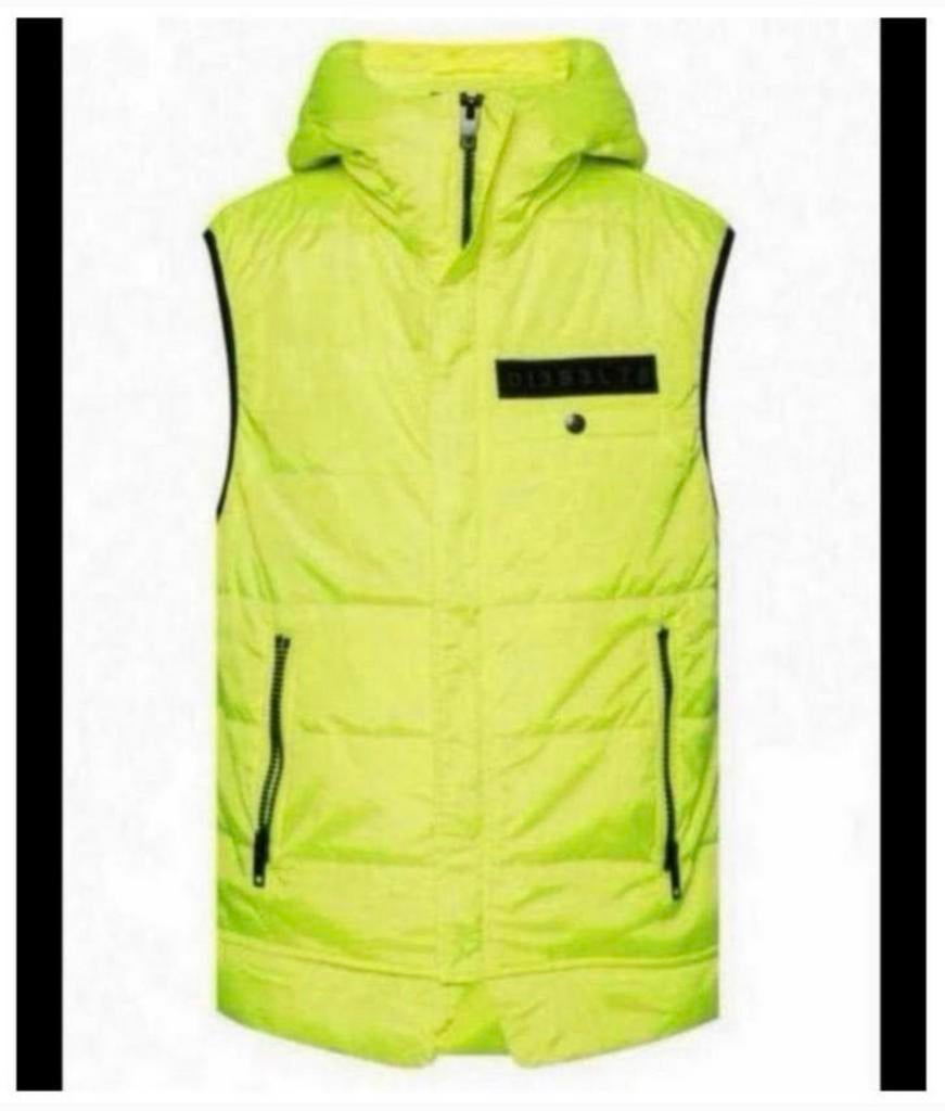 DIESEL gewatteerd vest bodywarmer L capuchon Sun Gilet 180£, Maat 52/54 (L), Geel, Nieuw, Ophalen of Verzenden