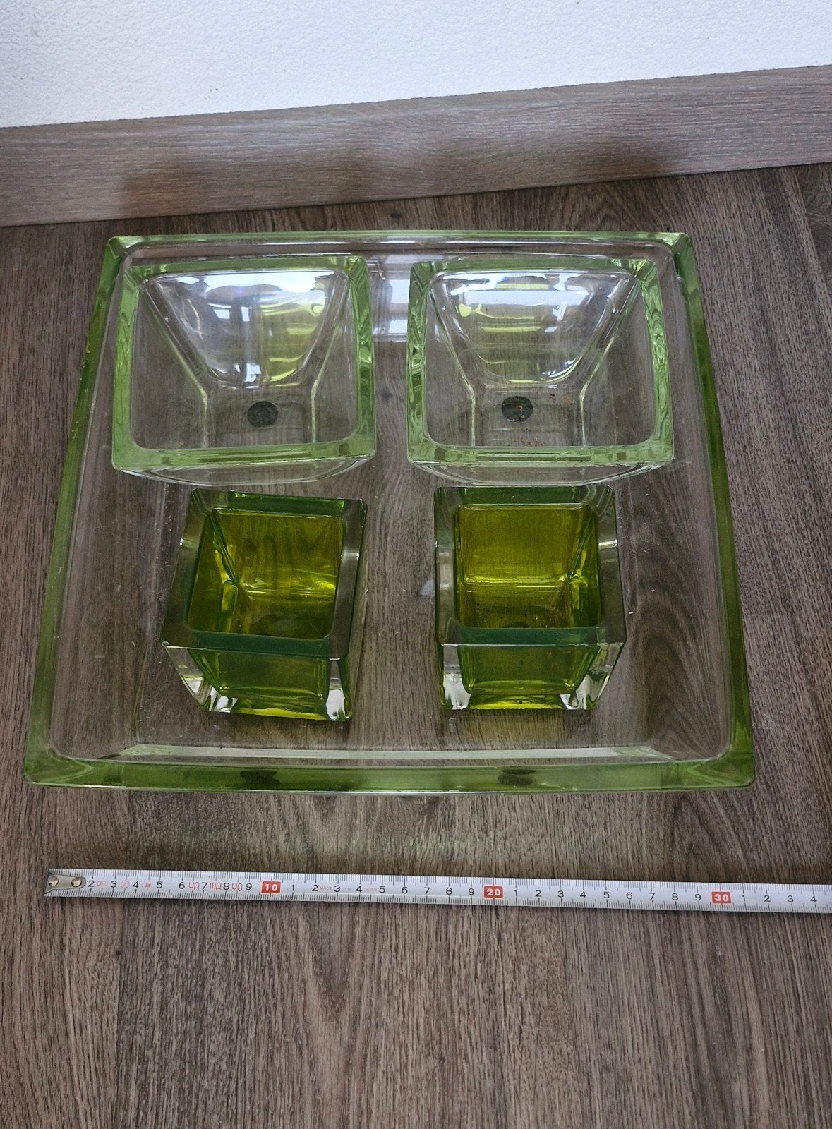 Glasset sier (30 cm, met glazen plaat eronder), Ophalen of Verzenden