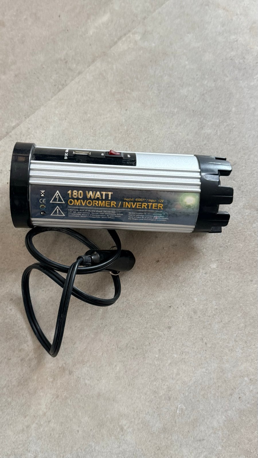180 Watt Omvormer / Inverter met USB-aansluiting, Ophalen of Verzenden, Gebruikt