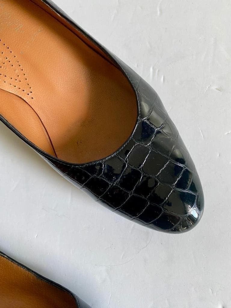 i522 Voltan: maat 38 lak-leren pumps schoenen hak zwart leer, Kleding | Dames, Zwart, Voltan, Ophalen of Verzenden, Zo goed als nieuw