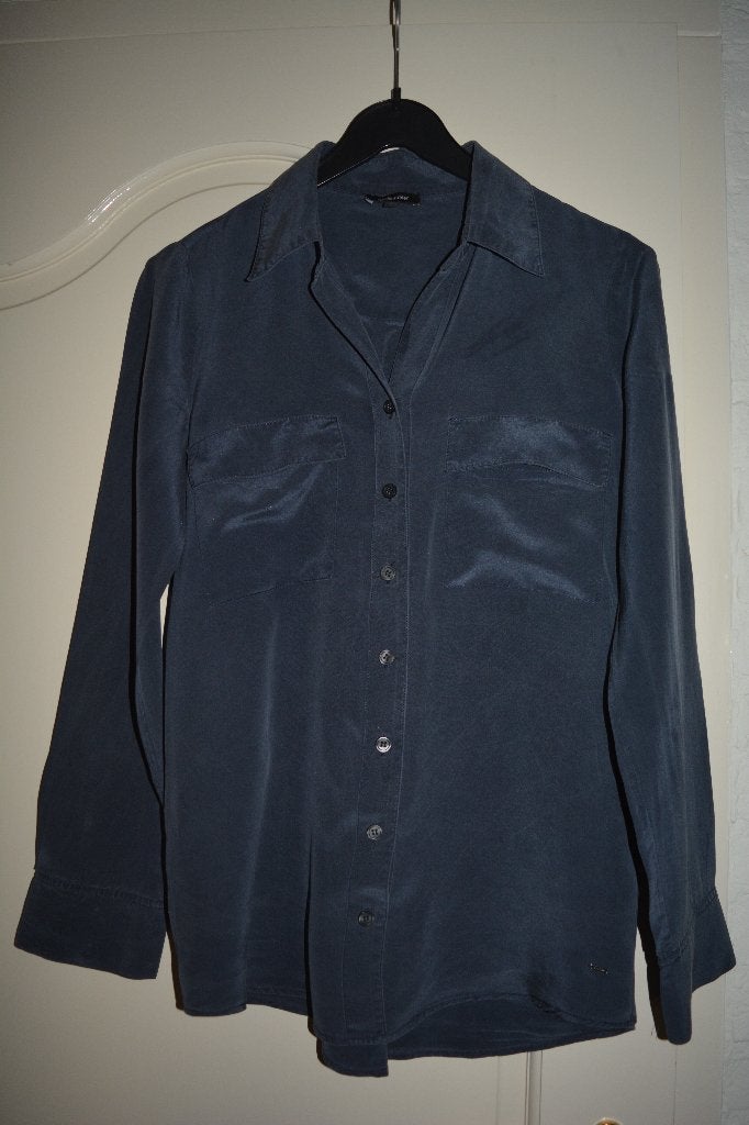 Claudia Strater, chique blauw zijden blouse, maat 34/36, Kleding | Dames, Blauw, Ophalen of Verzenden, Zo goed als nieuw, Claudia Sträter
