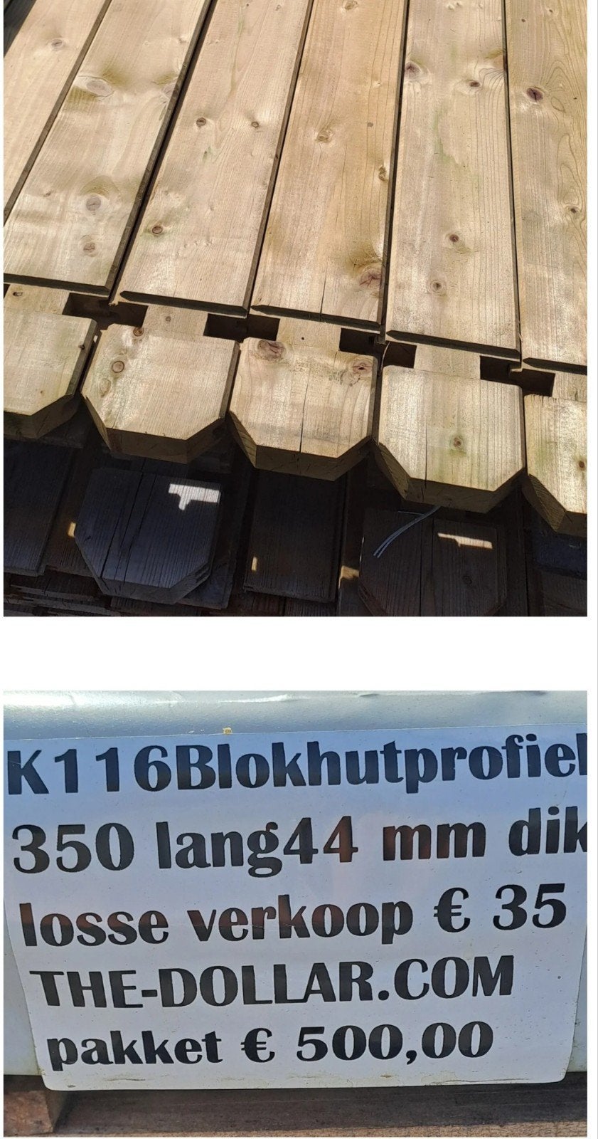 blokhutprofielen 350 lang  - 44mm dik, Ophalen, Nieuw, 250 cm of meer, Planken