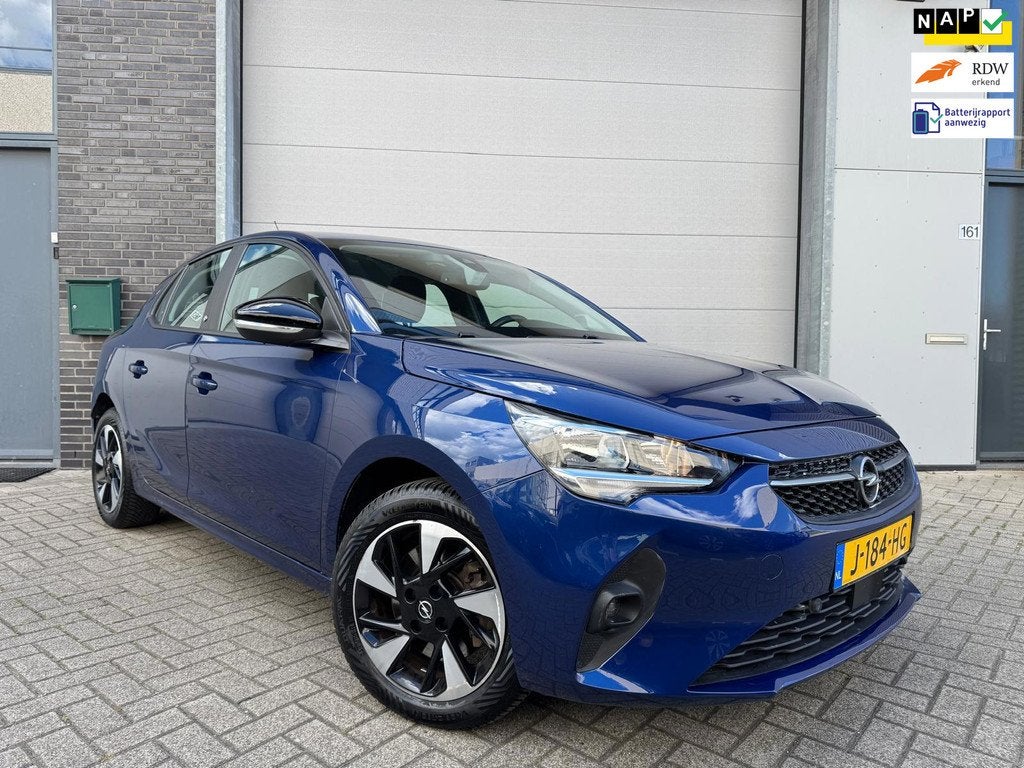 Opel Corsa-e Edition 50 kWh [92% SoH | Carplay | Cruise | PD, 330 km, Gebruikt, Zwart, Blauw