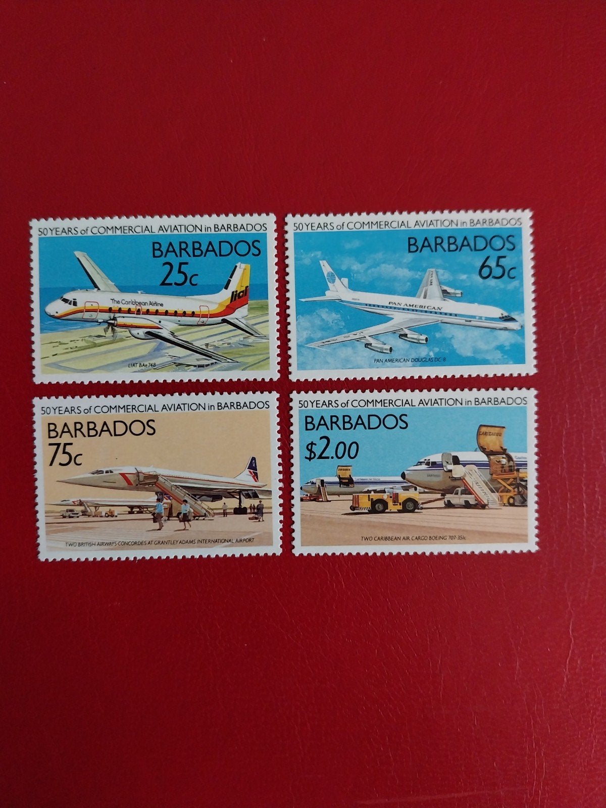 Barbados 713-716 vliegtuigen 1989 postfris mi 21 euro, Ophalen of Verzenden, Vliegtuigen