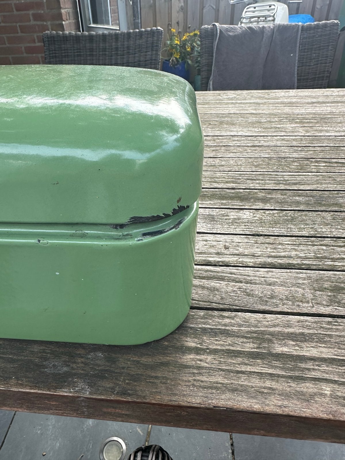 Vintage Groene Broodtrommel - Emaille, Ophalen of Verzenden
