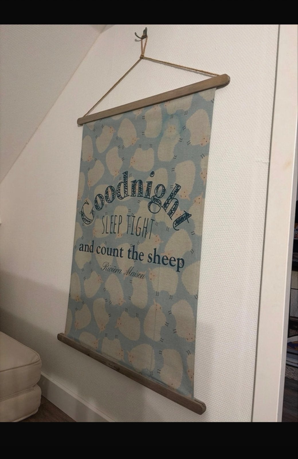 Rivièra Maison Wanddoek "Goodnight Sleep Tight" Nieuwstaat, Huis en Inrichting, Wandhanger, Meerkleurig, Textiel, Ophalen of Verzenden