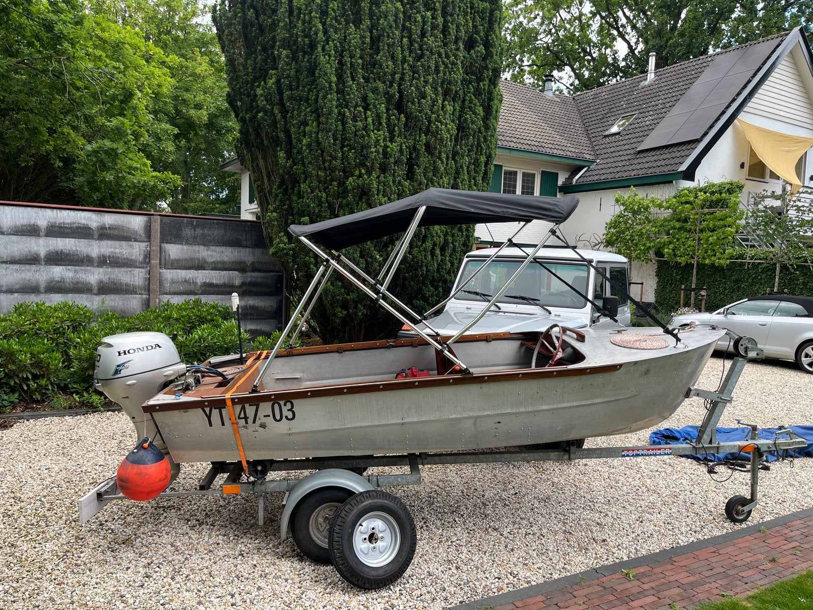 Aluminium speedboot tourboot visboot 20pk Honda tilt trailer, Watersport en Boten, Motorboten en Motorjachten, Speedboot, Ophalen