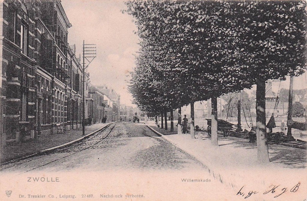Zwolle - Willemskade met boten (gel. 1904), Ophalen of Verzenden, Voor 1920, Gelopen, Overijssel