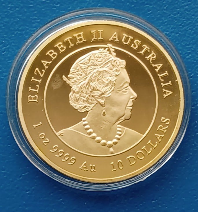 Australië Elisabeth II Jaar v.d. Tijger - 10 Dollars Replica, Postzegels en Munten, Penningen en Medailles, Verzenden, Overige materialen