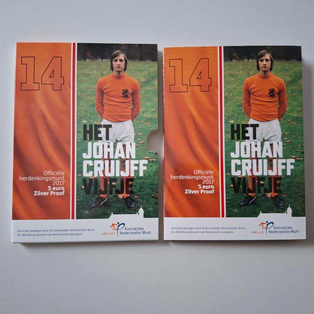 5 euro Johan Cruijff vijfje 2017 zilver proof in blister, Postzegels en Munten, Munten | Nederland, Ophalen of Verzenden, Koningin Beatrix
