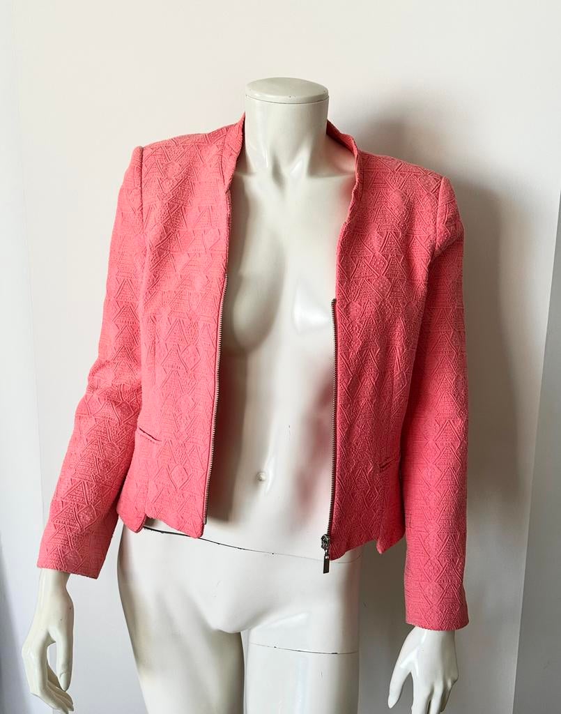 Kek koraal roze jasje van Zara van prachtige stof S, Overige kleuren, Ophalen of Verzenden, Zo goed als nieuw, Jasje