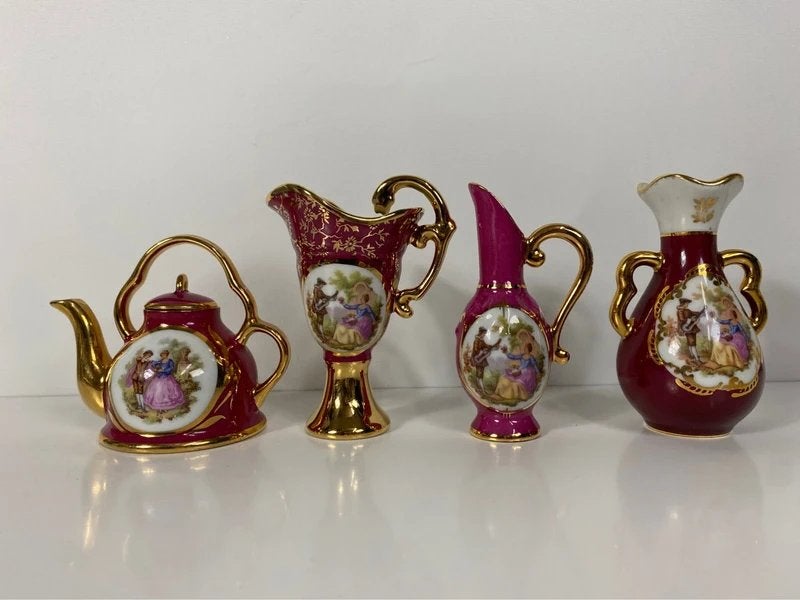 Miniatuur Limoges Vaasjes & Kannetjes set van 4, Ophalen of Verzenden, Gebruikt, Overige typen