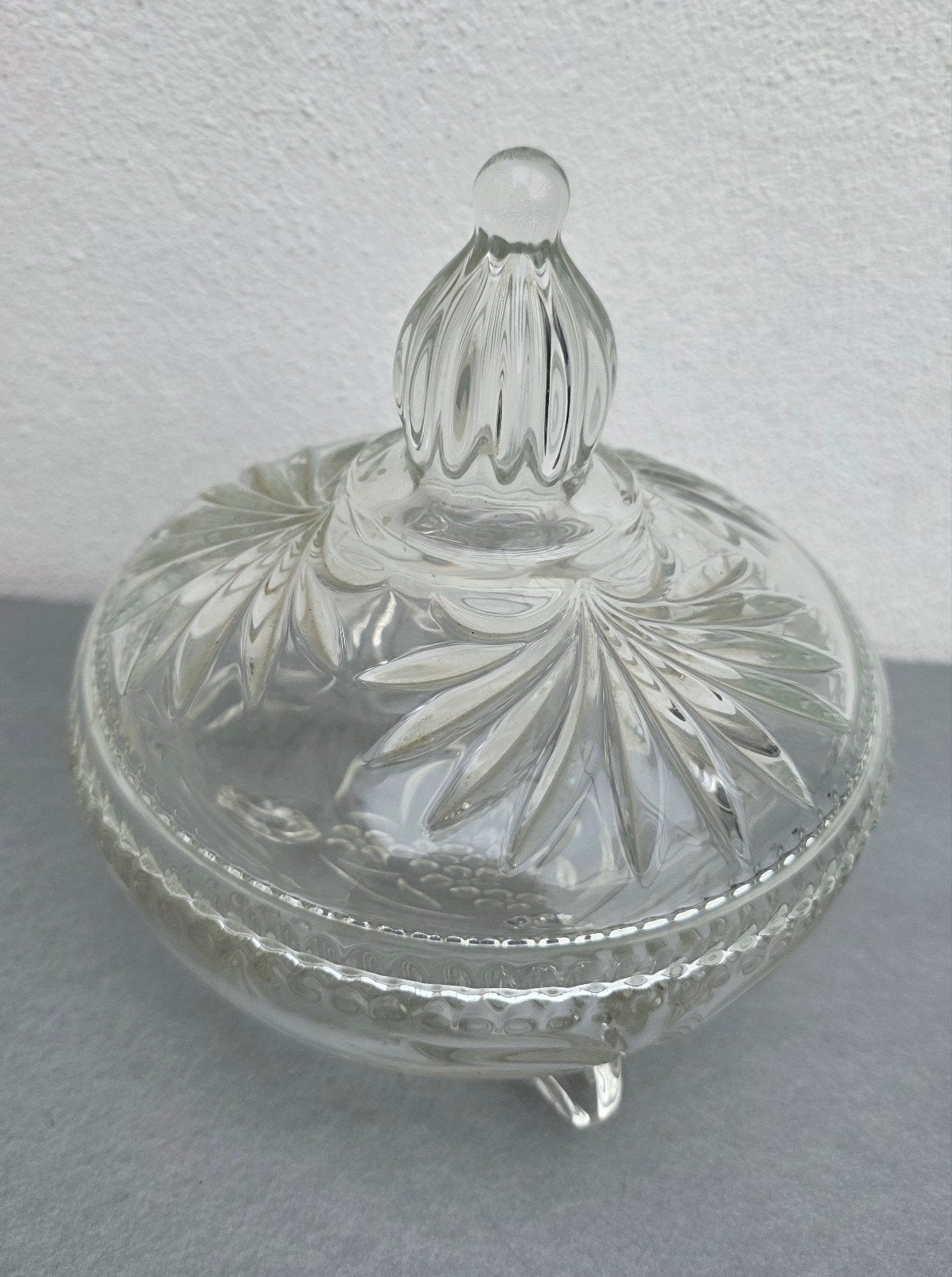 Vintage Glazen Bonbonnière met Deksel - Decoratief, Antiek en Kunst, Antiek | Glas en Kristal, Ophalen of Verzenden