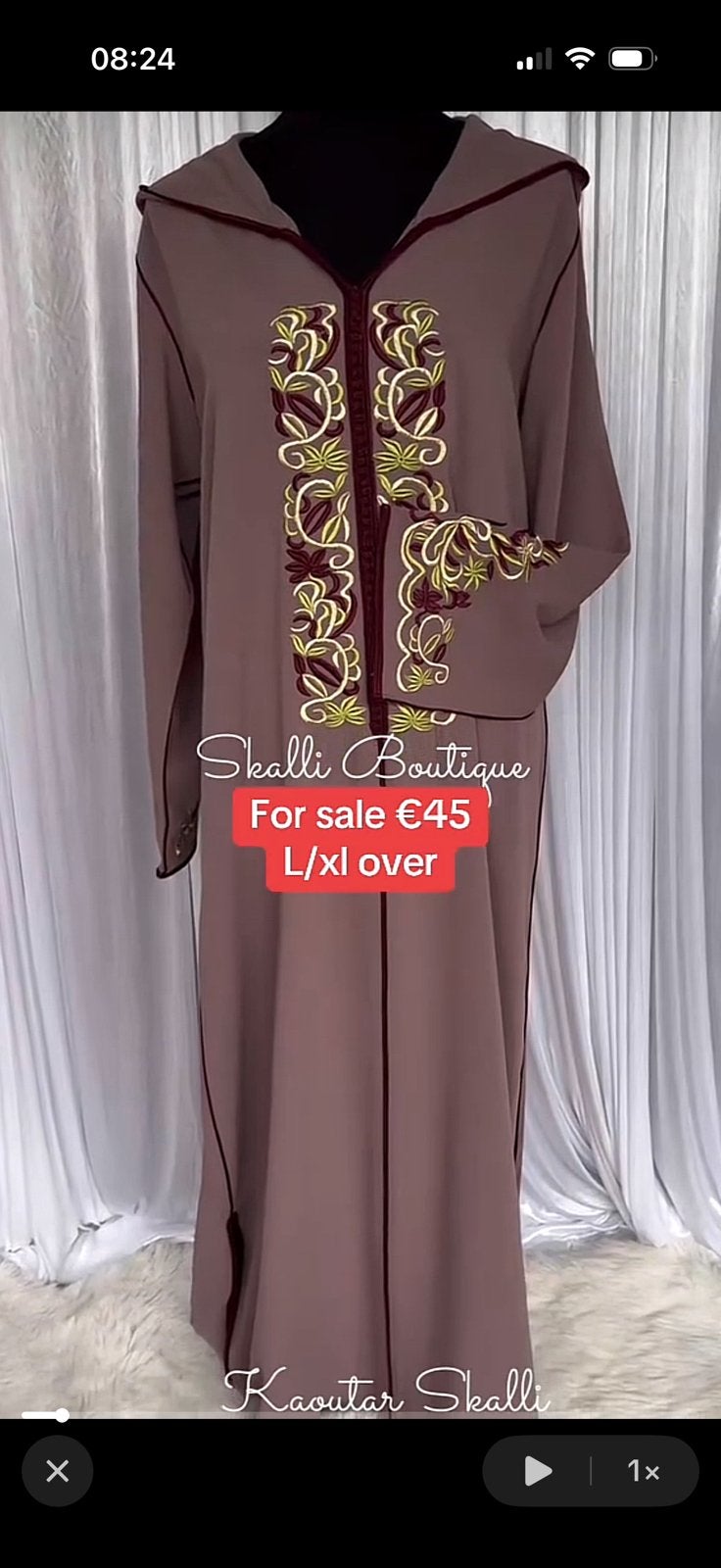 Jelaba taupe met details maat l/xl, Overige typen, Bruin, Maat 46/48 (XL) of groter, Ophalen of Verzenden