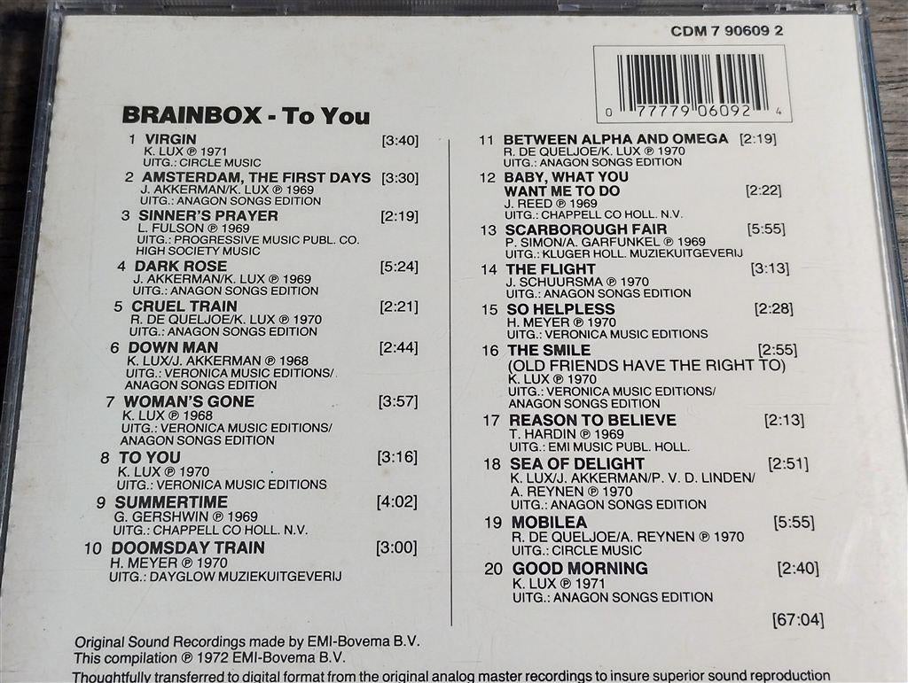 Brainbox – To You, Ophalen of Verzenden, Zo goed als nieuw, Poprock