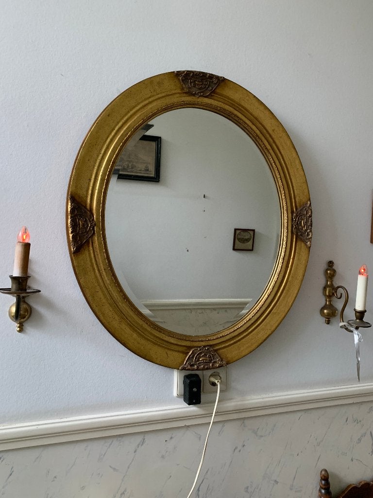 Klassieke ovalen spiegel (Zwolle gratis bezorgd), Huis en Inrichting, Gebruikt, Ophalen of Verzenden, Minder dan 100 cm, Ovaal