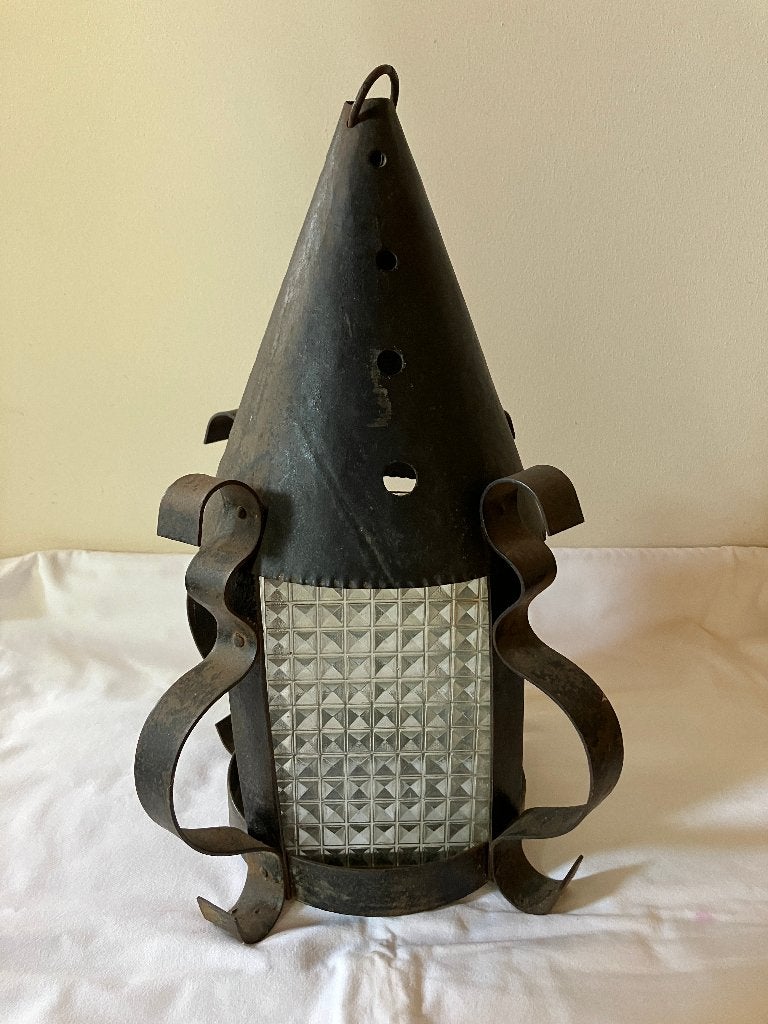 vintage smeedijzeren hanglamp. Jaren '40, Ophalen of Verzenden