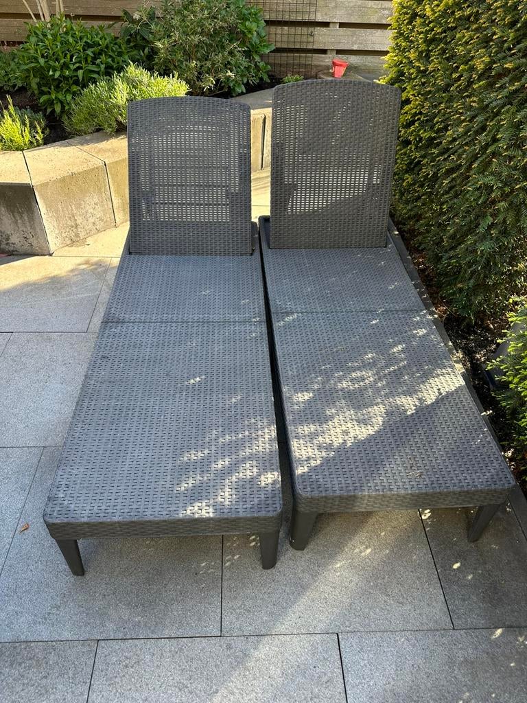 2 ligbedden, Tuin en Terras, Ligbedden, Ophalen, Nieuw, Kunststof, Verstelbaar