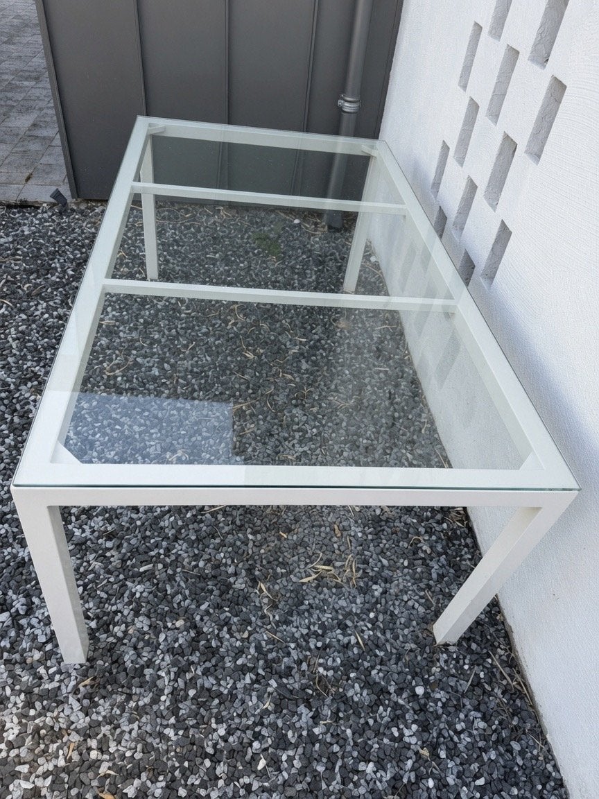 Eettafel met glasplaat - 180x100 cm, Tuin en Terras, Tuintafels, Ophalen, Gebruikt, Rechthoekig