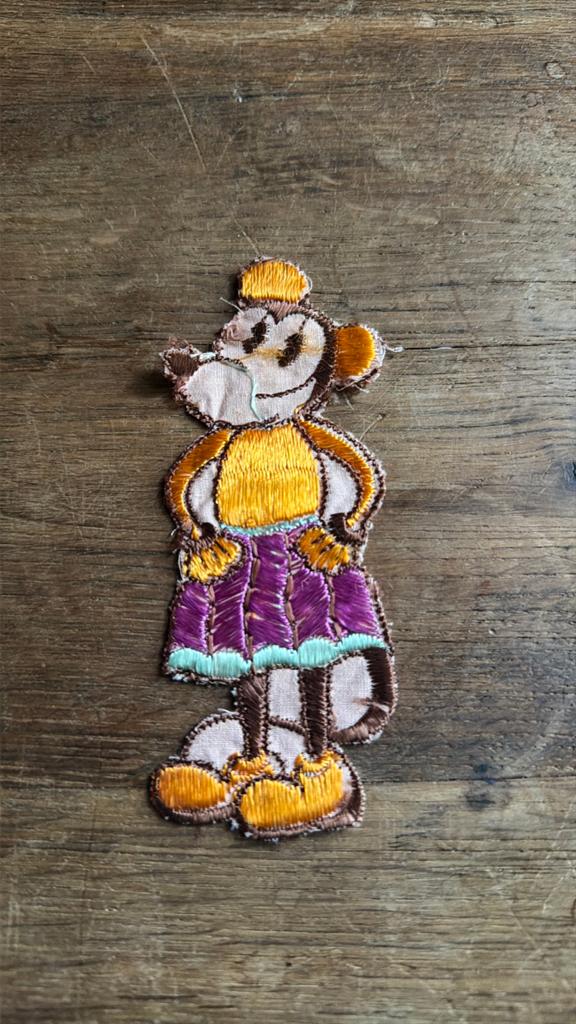 Minnie mouse zijdje turmac tabak tobacco patch 1930s, Ophalen of Verzenden, Gebruikt, Overige applicaties