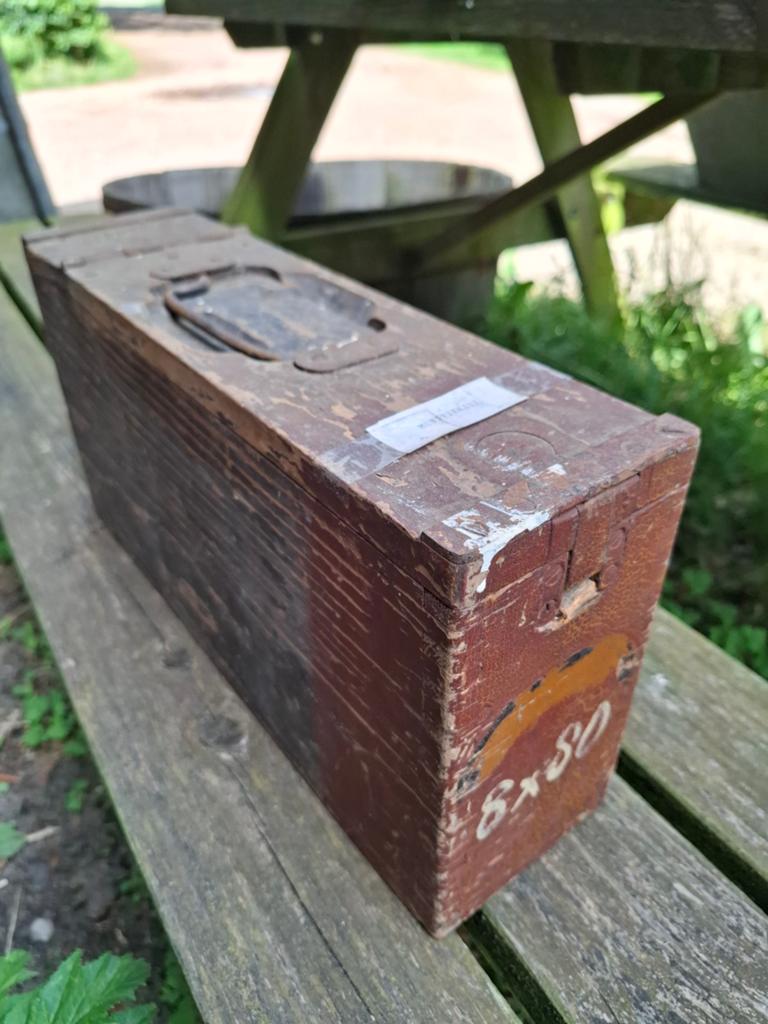 Oude antieke houten munitiekist ww1 Schwarzlose mitrailleur, T, Ophalen of Verzenden, N, Nederland