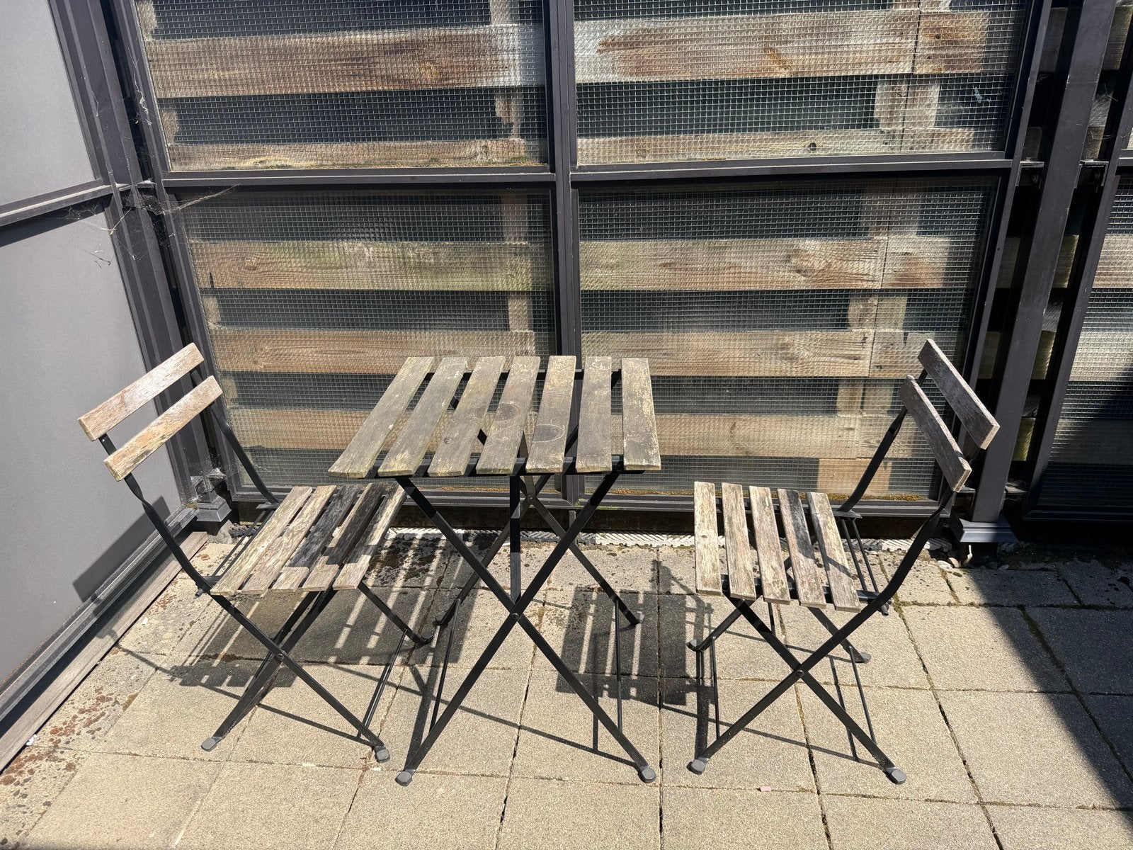 Opvouwbare bistro set met 2 stoelen en 1 tafel, Tuin en Terras, Tuinsets en Loungesets, Gebruikt, Eettafel, Tuinset, Hout