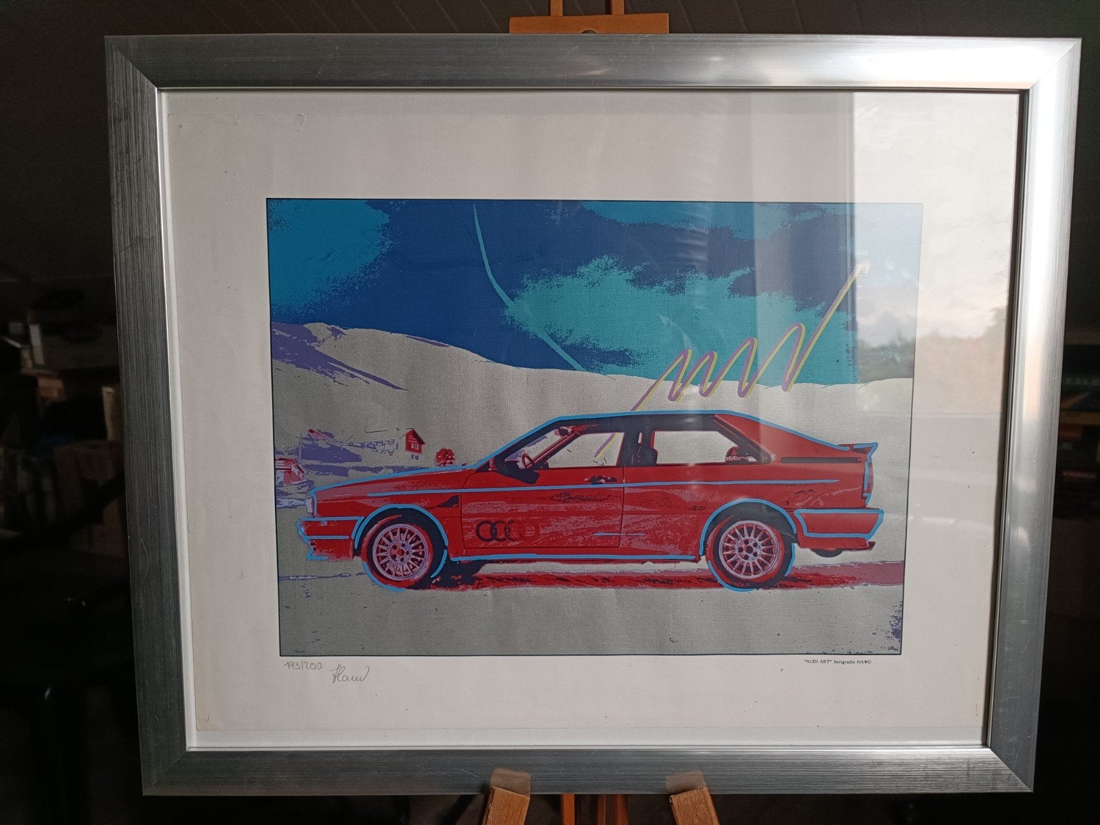 Zeefdruk Audi Quattro Limited Edition in lijst, 193/200, Ophalen of Verzenden