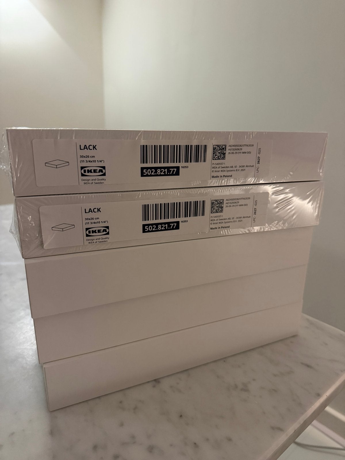 5x IKEA LACK Wandplank Wit 30x26 cm Nieuw in verpakking, Ophalen, Nieuw
