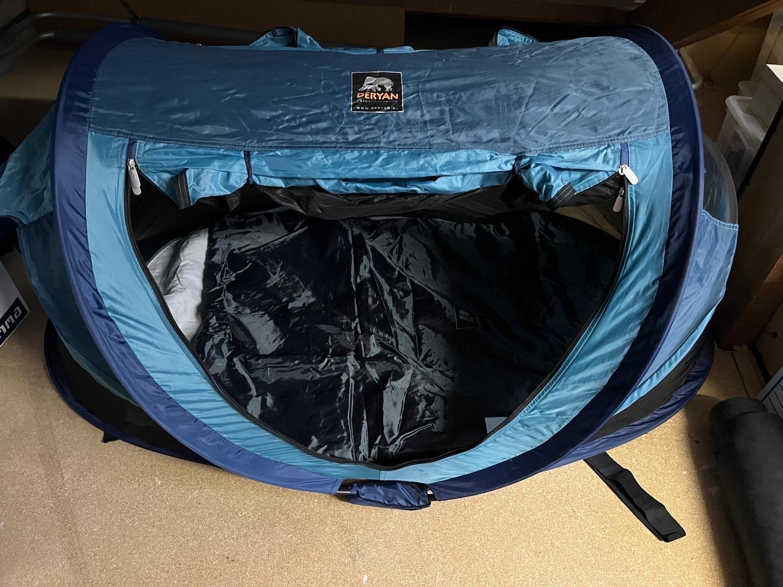 Deryan Peuter Luxe Reisbed/Tent - Blauw, Caravans en Kamperen, Ophalen, Zo goed als nieuw, Tot en met 2