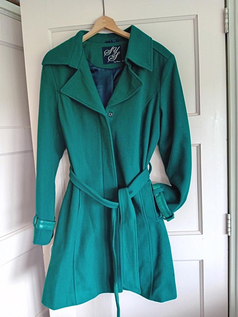 Groene jas met wol Steps 42, Ophalen of Verzenden, Zo goed als nieuw, Maat 42/44 (L), Groen