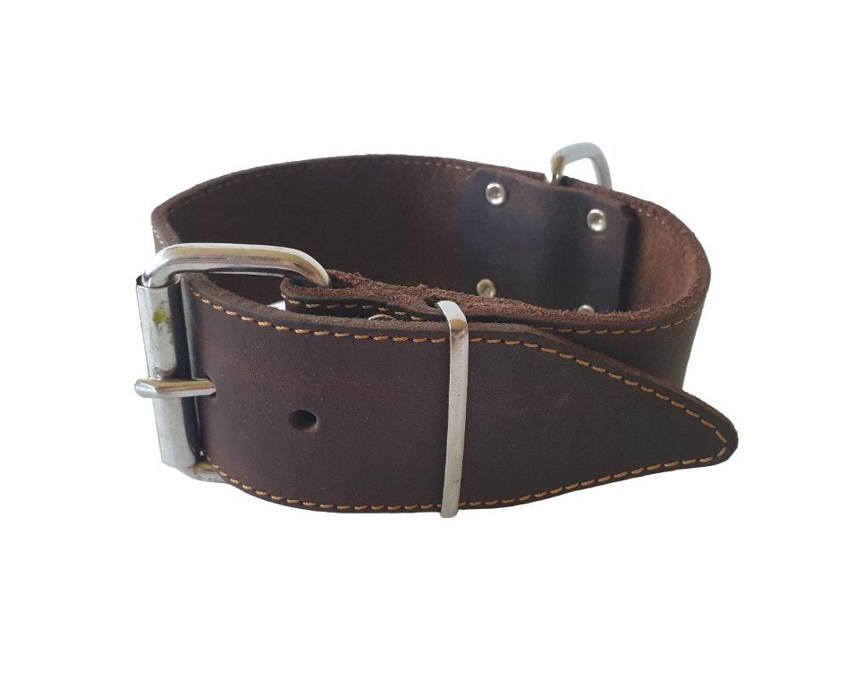 JACK & VANILLA Brede Gevet Leren Halsband Nek 33-42 cm OP=OP, Ophalen of Verzenden, Handgemaakt, Nieuw