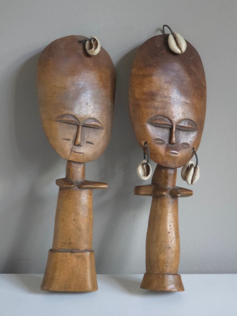 Prachtige set vintage Ashanti Vruchtbaarheidspoppen Ghana, Afrika, Ophalen of Verzenden, 30 cm, Ritueel object