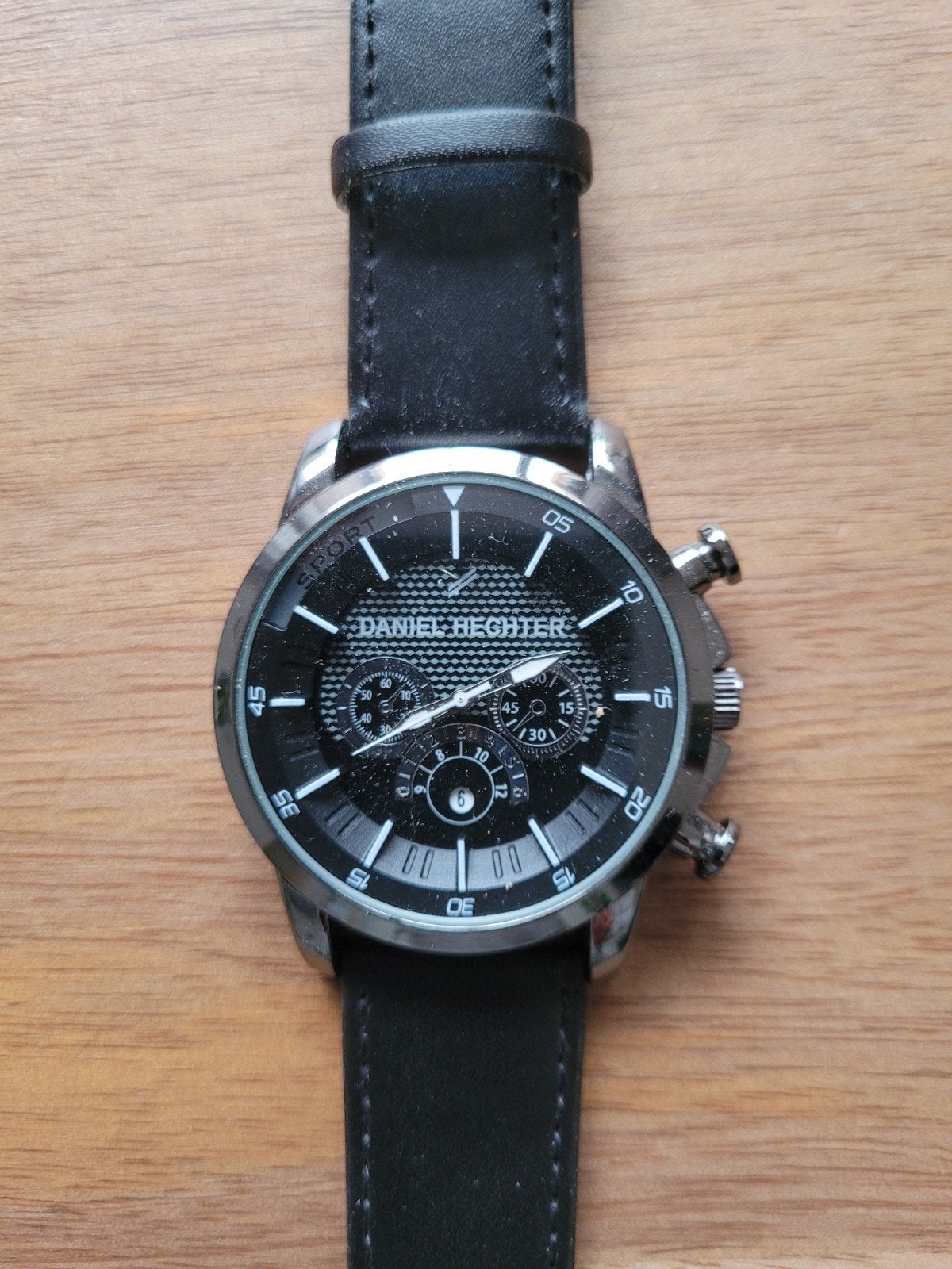 Daniel Hechter Herenhorloge - Zwart Leer & Staal, Ophalen of Verzenden, Nieuw