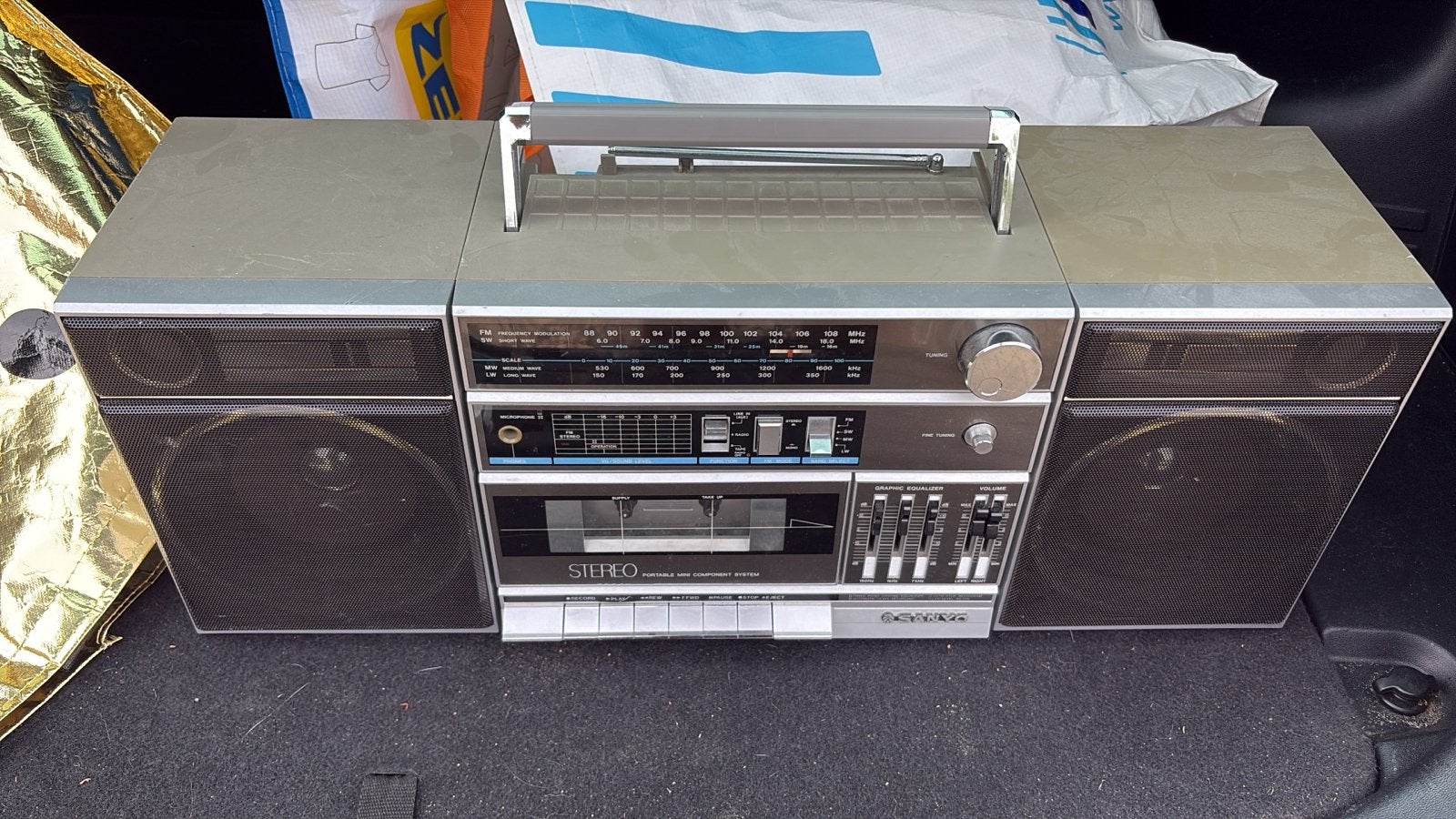 Vintage Boombox Stereo Radio Cassette Speler - Draagbaar, Overige merken, Gebruikt, Cassettedeck, Draagbaar