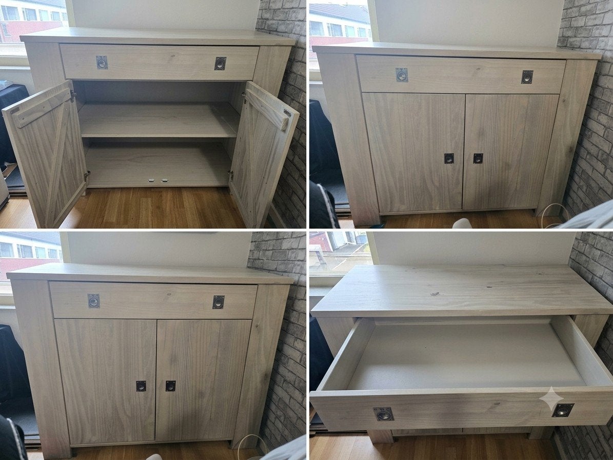 Babykamer set: Ledikant, Commode - Grijs Hout, Ophalen, Gebruikt, Overige typen
