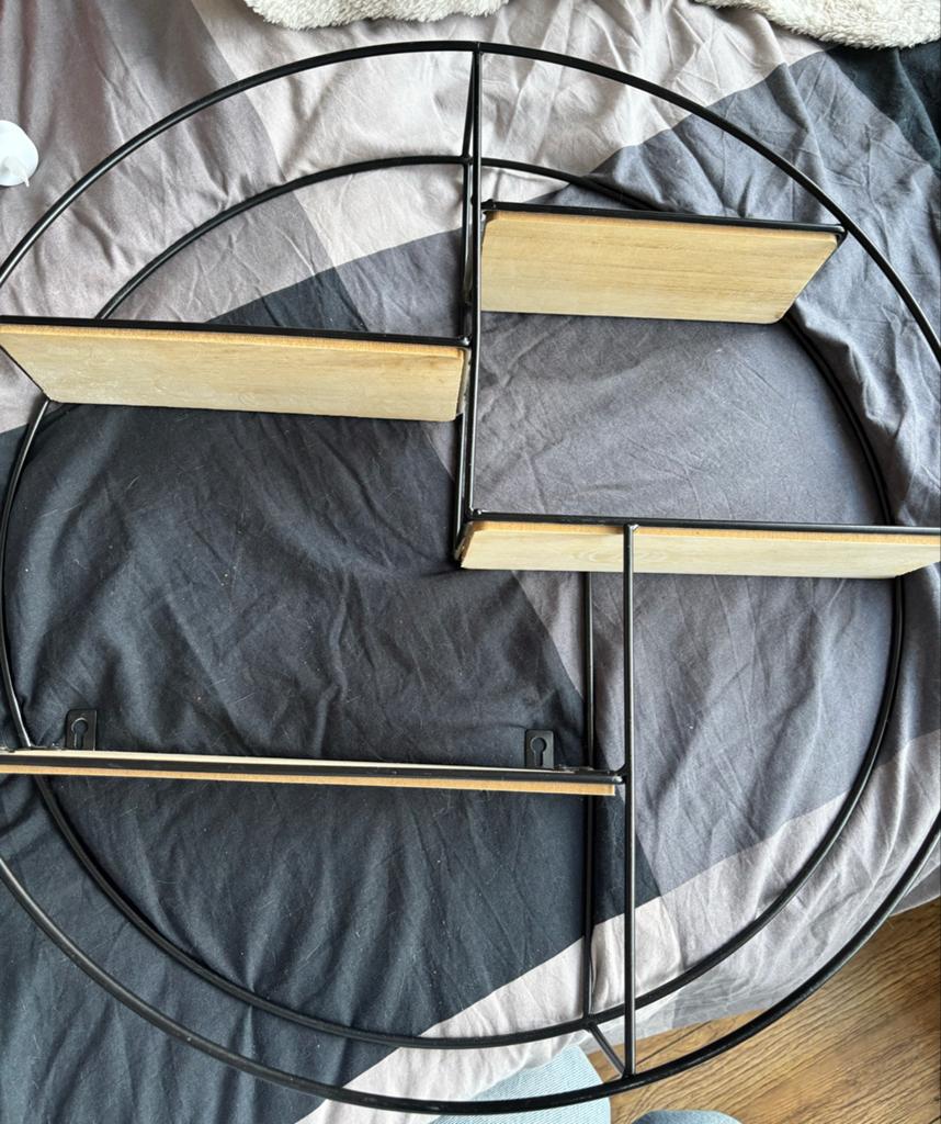 Rond wandrek met houten planken, Huis en Inrichting, Woonaccessoires | Wandplanken en Boekenplanken, Ophalen, Gebruikt