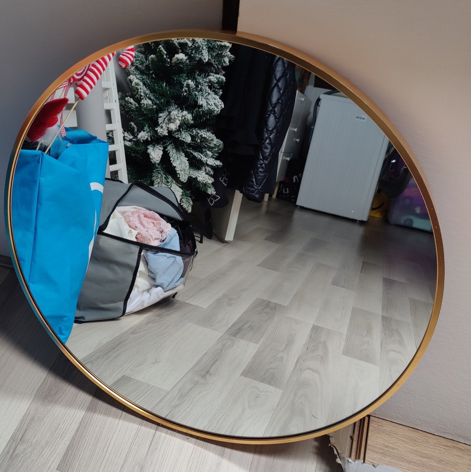 Mooie grote ronde bronzen spiegel, Huis en Inrichting, Woonaccessoires | Spiegels, Ophalen of Verzenden