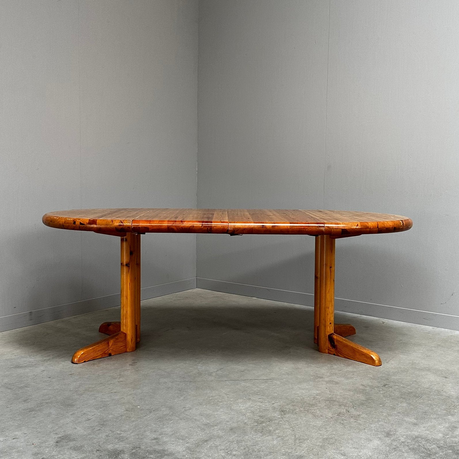 Rond uitschuifbare vintage tafel jaren 70 deens design 70s, Antiek en Kunst, Ophalen