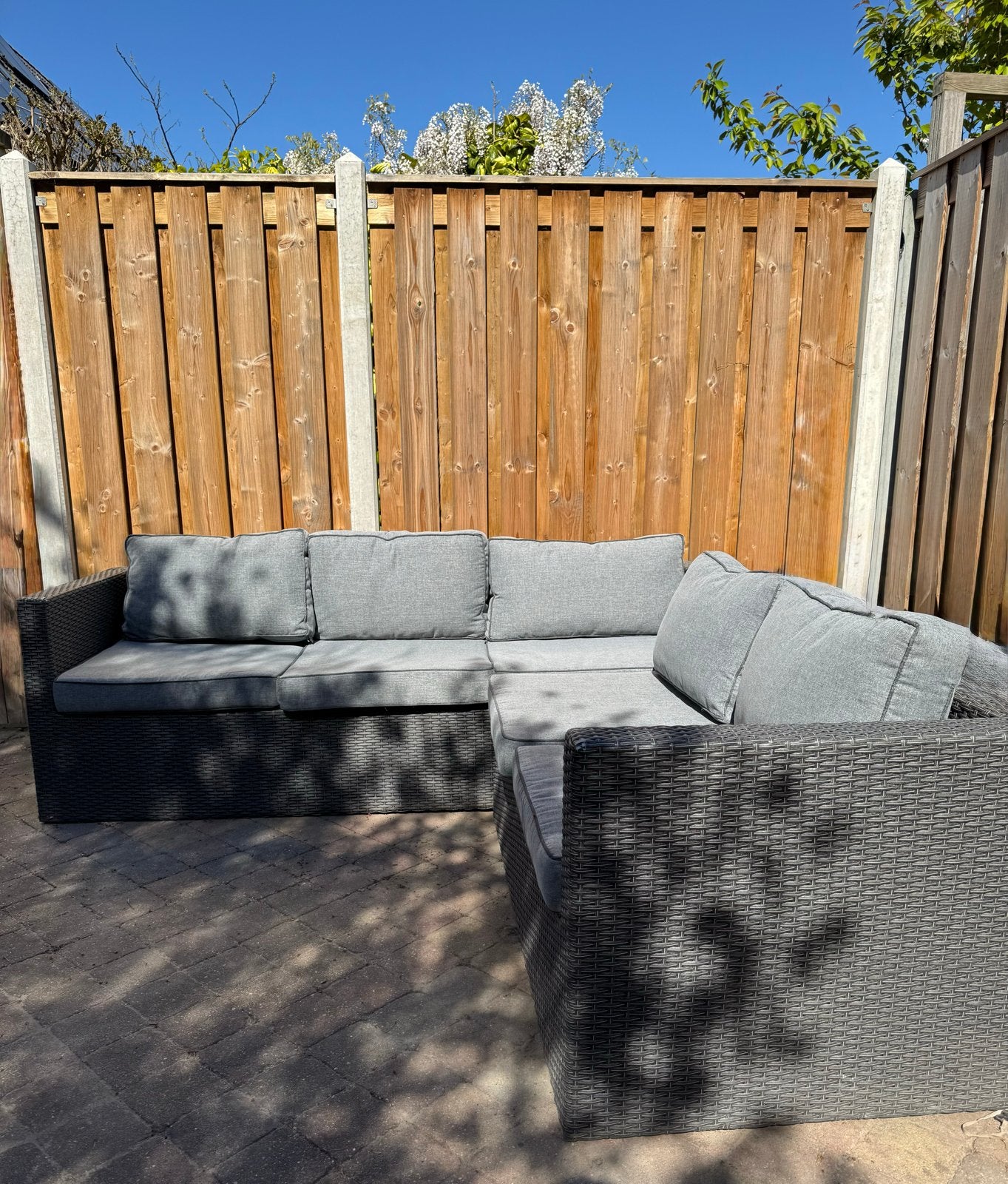 Loungebank  Grijs, Tuin en Terras, Ophalen, 5 zitplaatsen, Kunststof, Gebruikt
