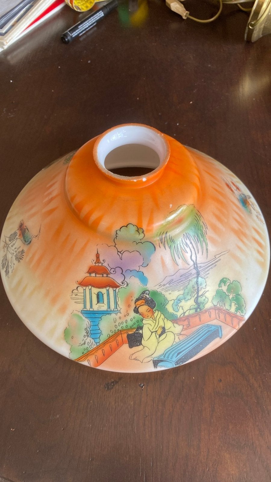 Antiek Chinees Kapje - Handgeschilderd Lampenkapje, Antiek en Kunst, Ophalen