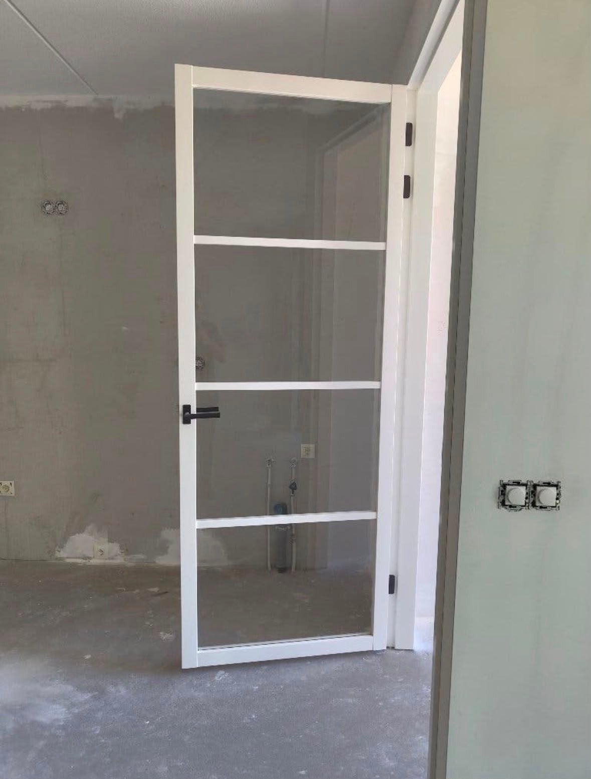 Moderne binnendeur met glaspanelen 88 x 231,5 x 40, Doe-het-zelf en Verbouw, Deuren en Horren, Gebruikt, 80 tot 100 cm, Binnendeur